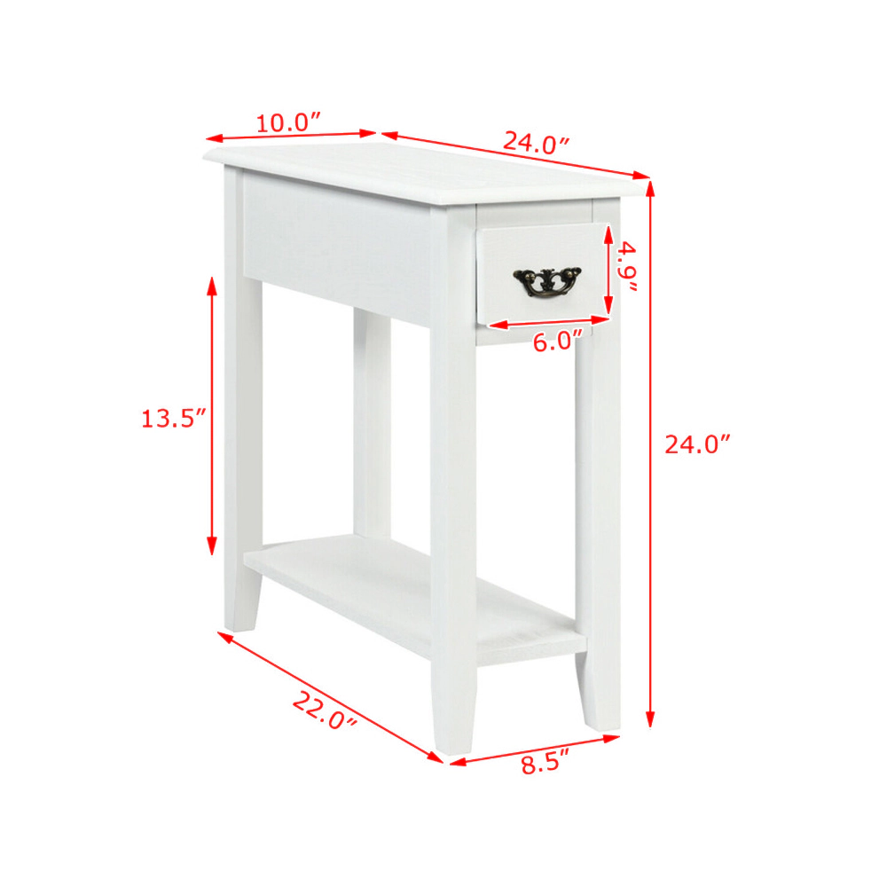 Hivvago Double-Tier Nightstands with Drawer and Open Storage Space - Set of 2