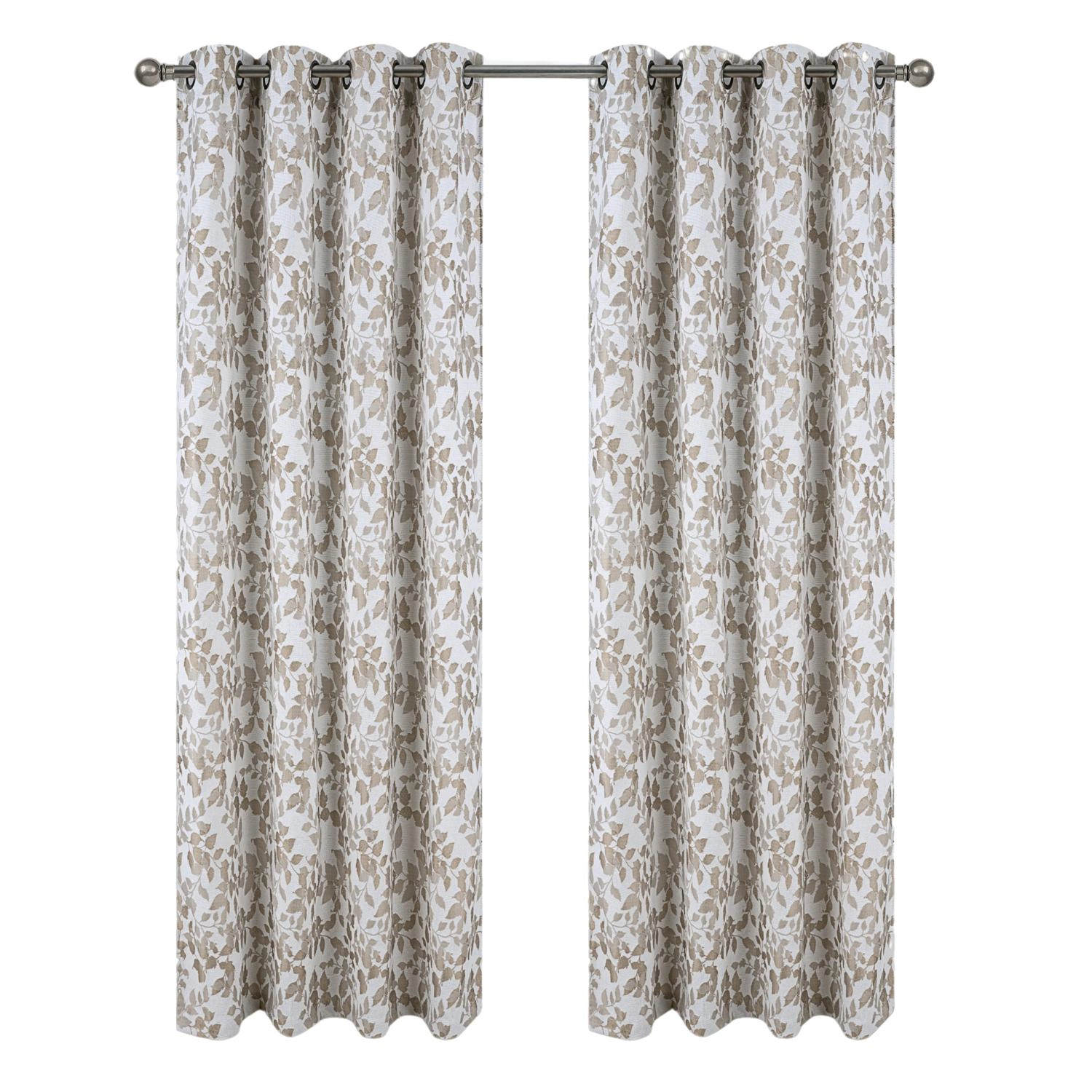 RT Designer Collection Brent Jacquard Luxurious Decorative Grommet Curtain Panel 54" x 84" Taupe