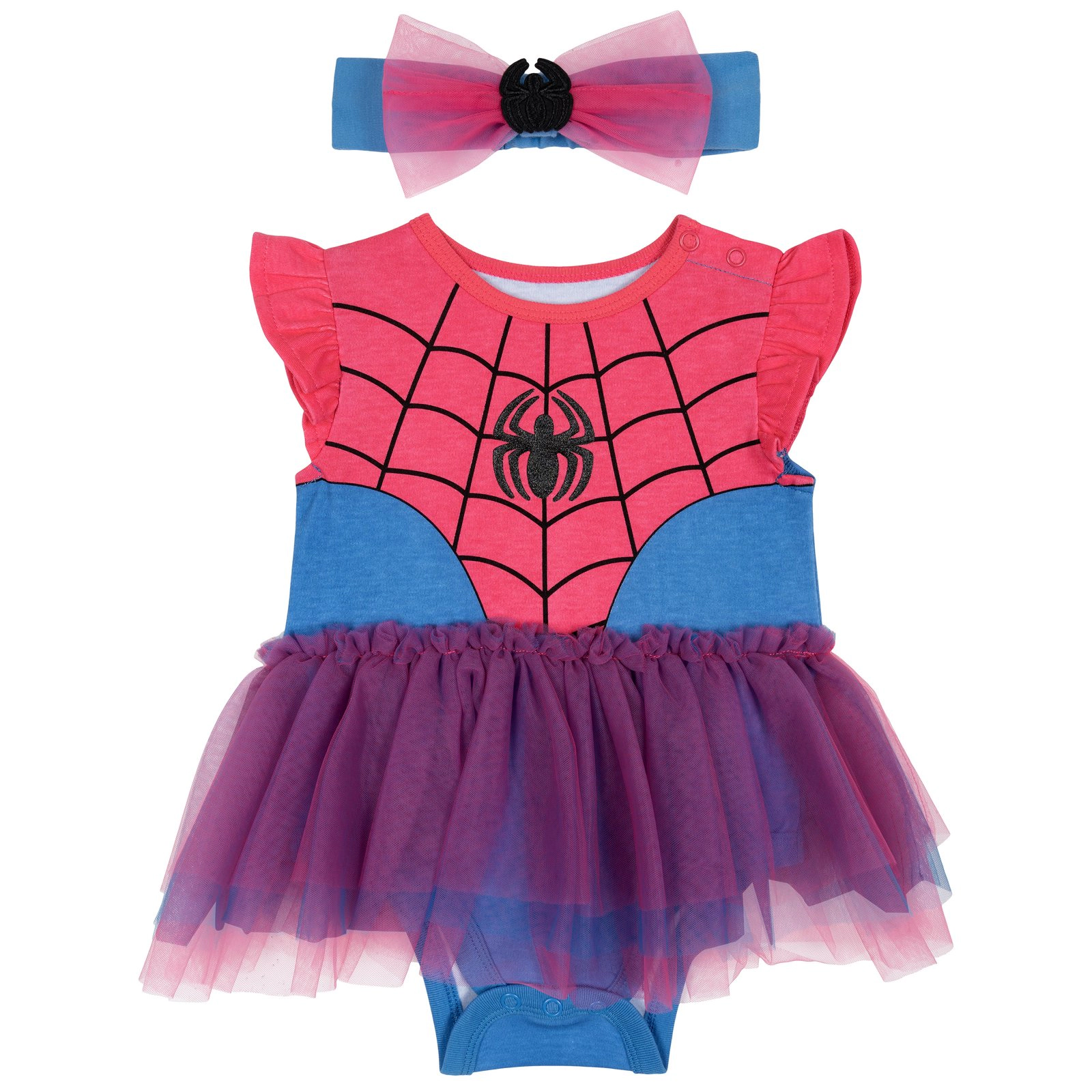 Marvel Spider-Man Baby Girls' Cosplay Tutu Bodysuit and Headband Set