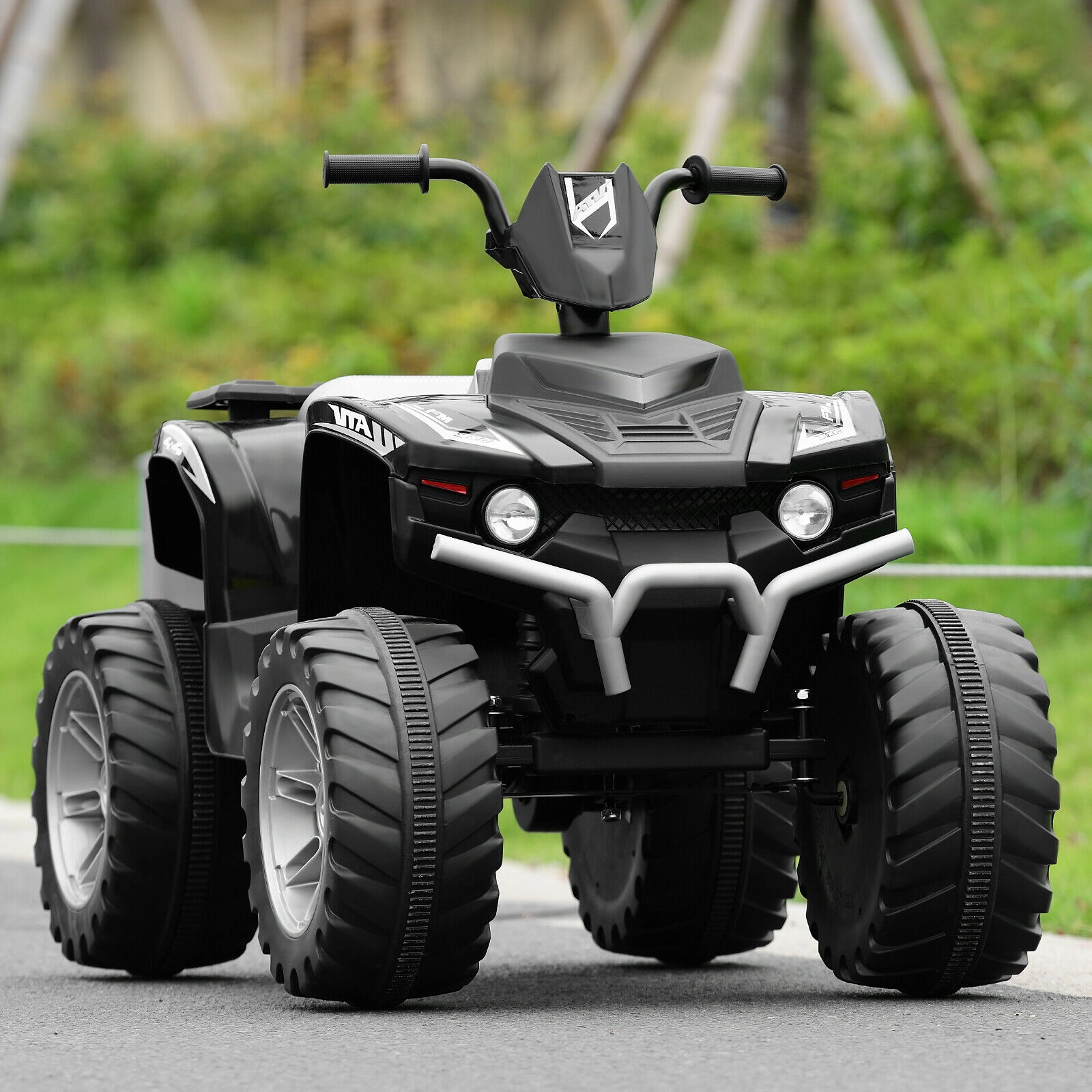 12V Kids ATV 4-Wheeler Ride On with LED Headlights and High Low Speeds 42-in Quad Toy Ages 3-7 77-lb Capacity Black