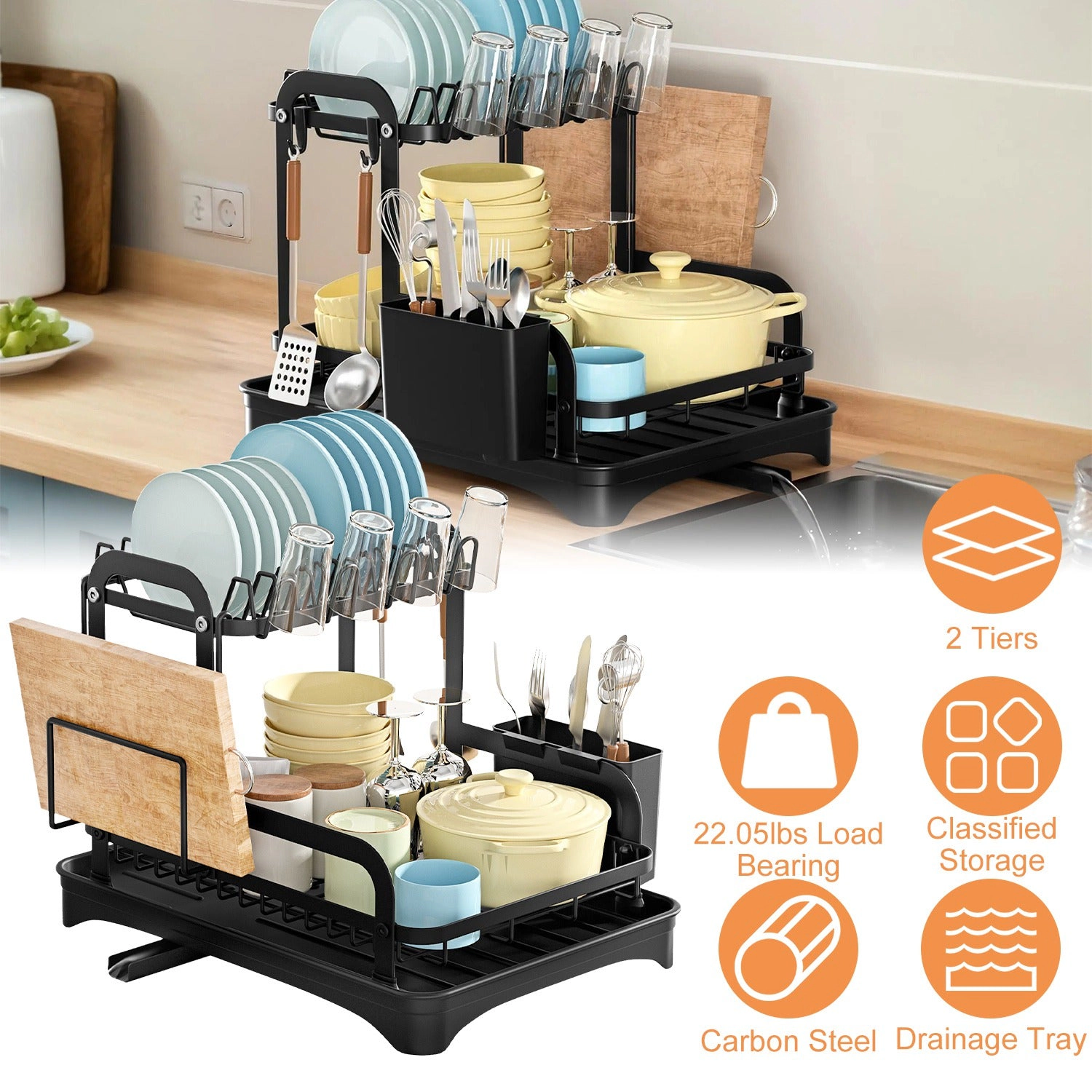 GBruno 2-Tier Rustproof Dish Drying Rack