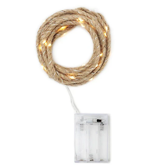 Elegani 3-Pack 30-LED 8 ft Rope String Lights - Natural Woven Rope with ...