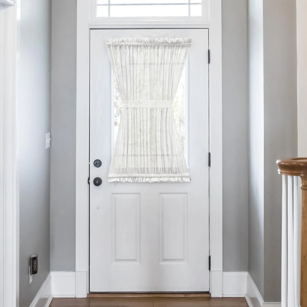 Ellis Curtain Shadow Stripe 1.5" Rod Pocket Semi Sheer Door Curtain Panel 40" x 72" White