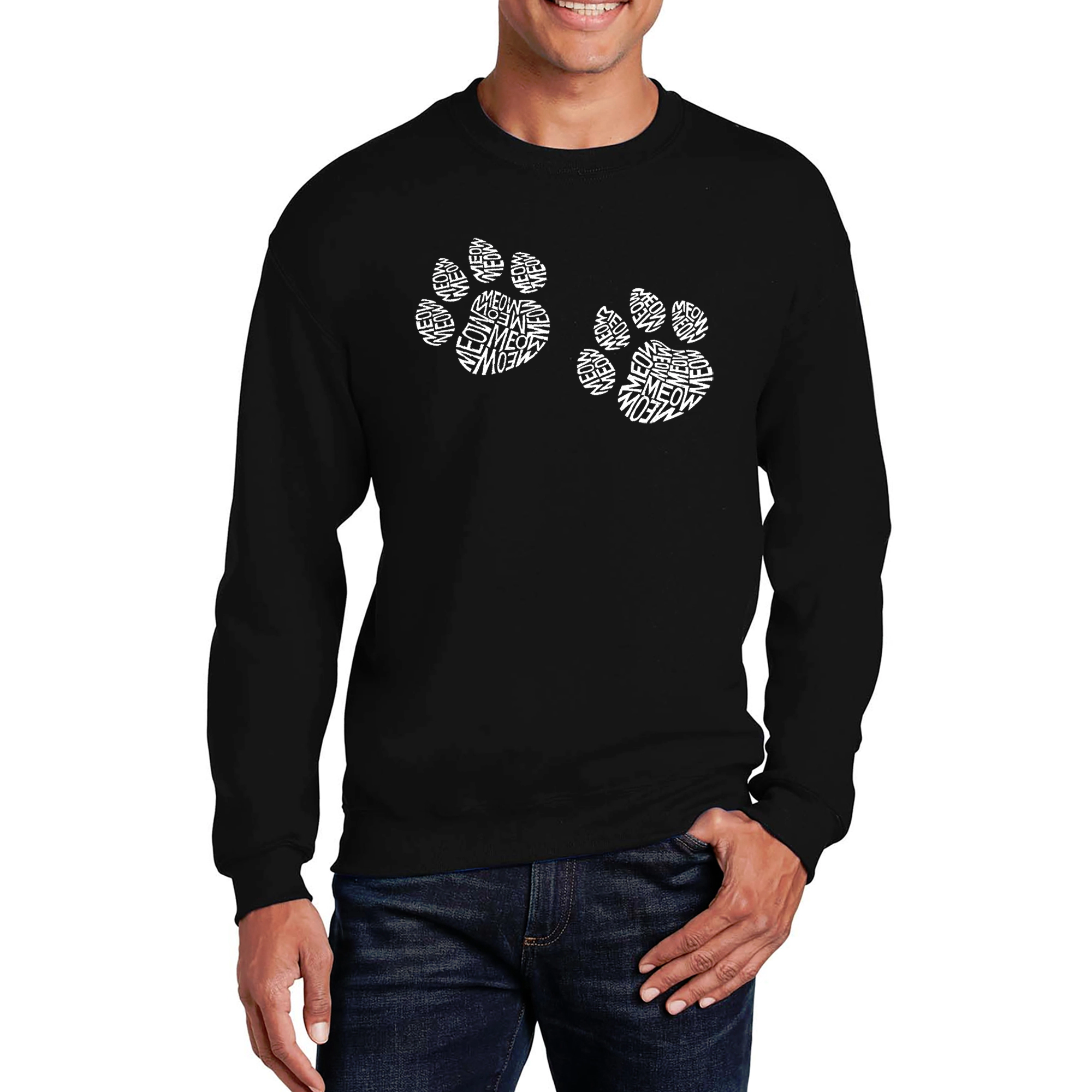 LA Pop Art Meow Cat Prints - Mens Word Crew Sweatshirt