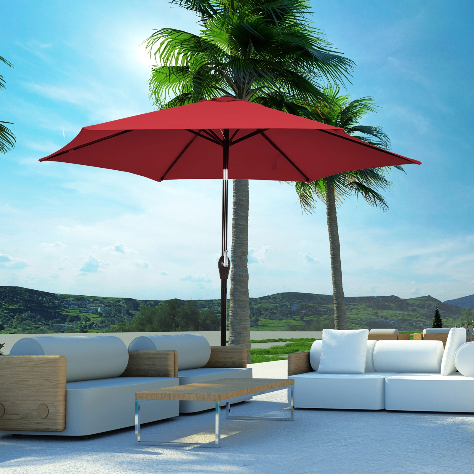 SUGIFT 10 ft Outdoor Patio Umbrella with Tilt Adjustment and Crank Handle