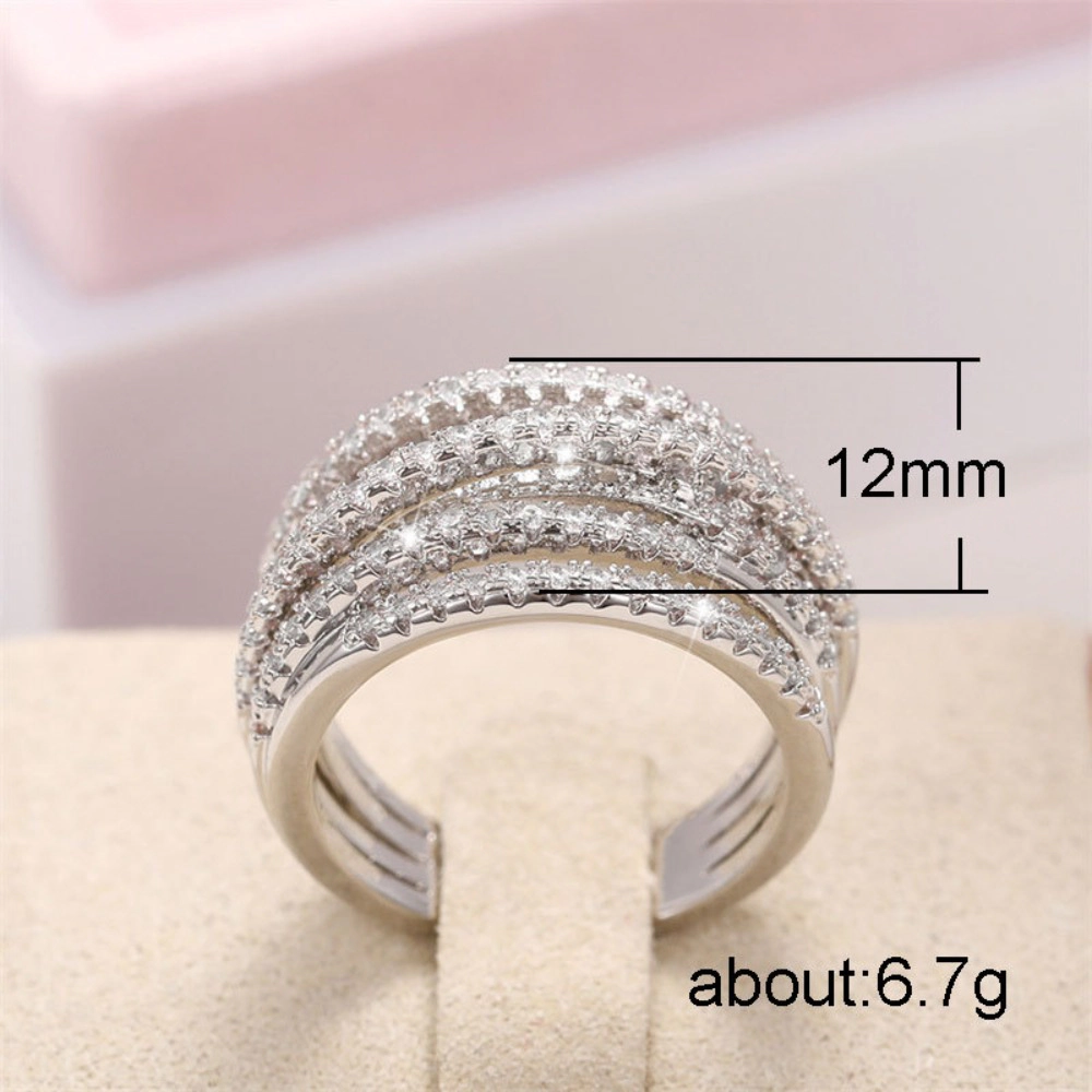 Multi‑Layer Intertwined Pave Cubic Zirconia Statement Ring