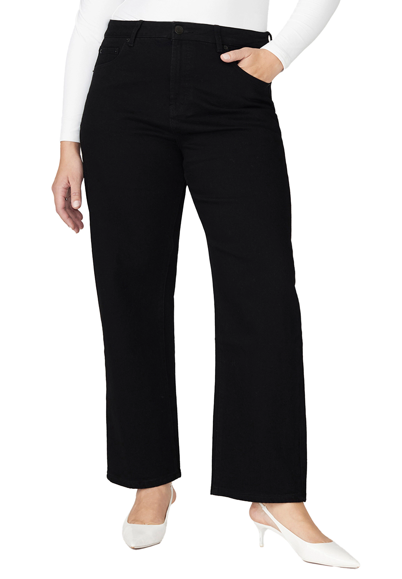 ELOQUII Women's Plus The Naomi Comfort Stretch Straight Leg Jean