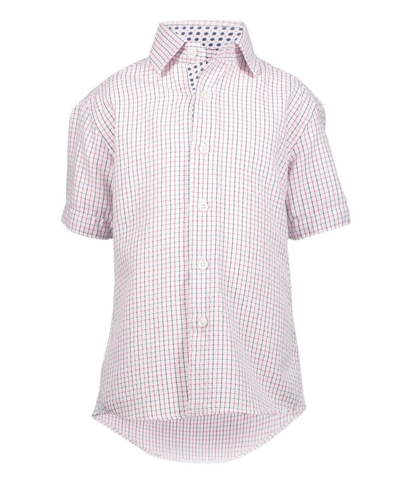 Elie Balleh Boys Slim Fit Plaid Short Sleeve Button-down Shirt