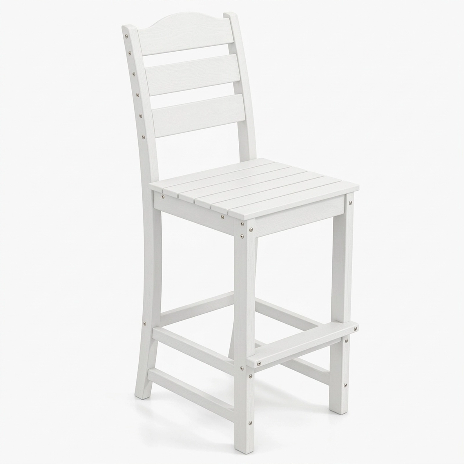 SUGIFT Gray 30-in HDPE Outdoor Bar Stool with Curved Back and Wide Footrest