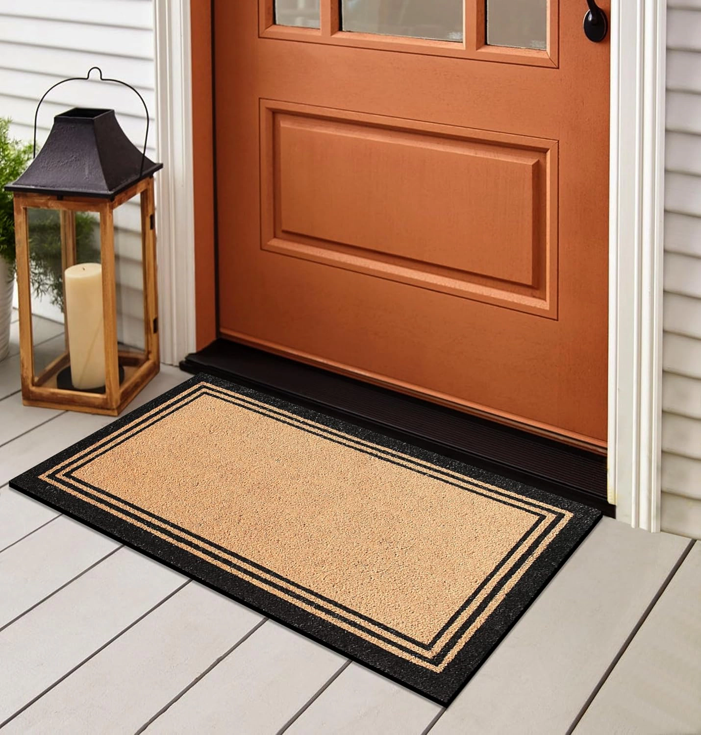 A1HC Coir Front Door Mat 30x18 Inches Anti-Shed Heavy Duty Non-Slip Black Border