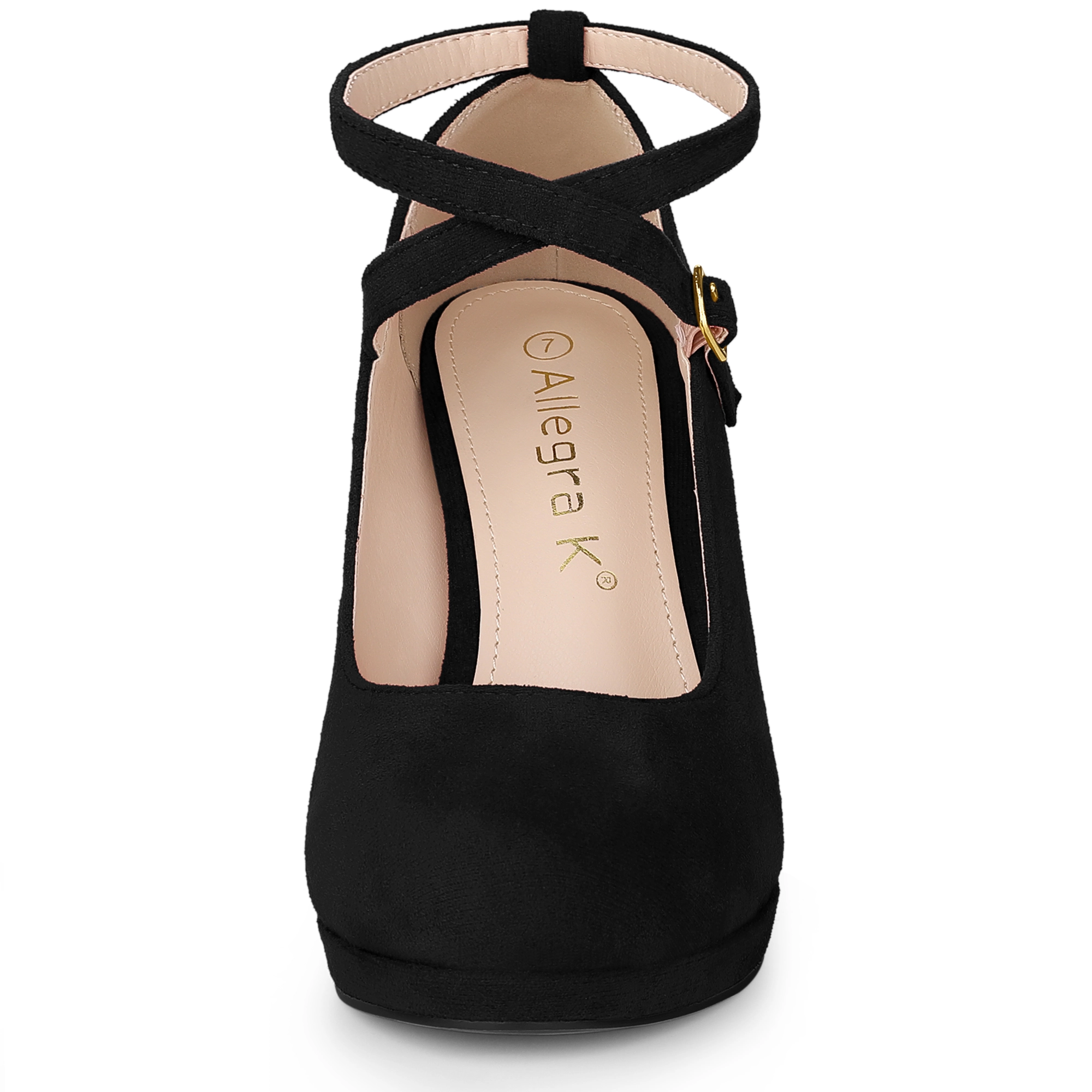 BLISSFUL STEP Women Platform Cross Strap Stiletto Heels Mary Jane Pumps