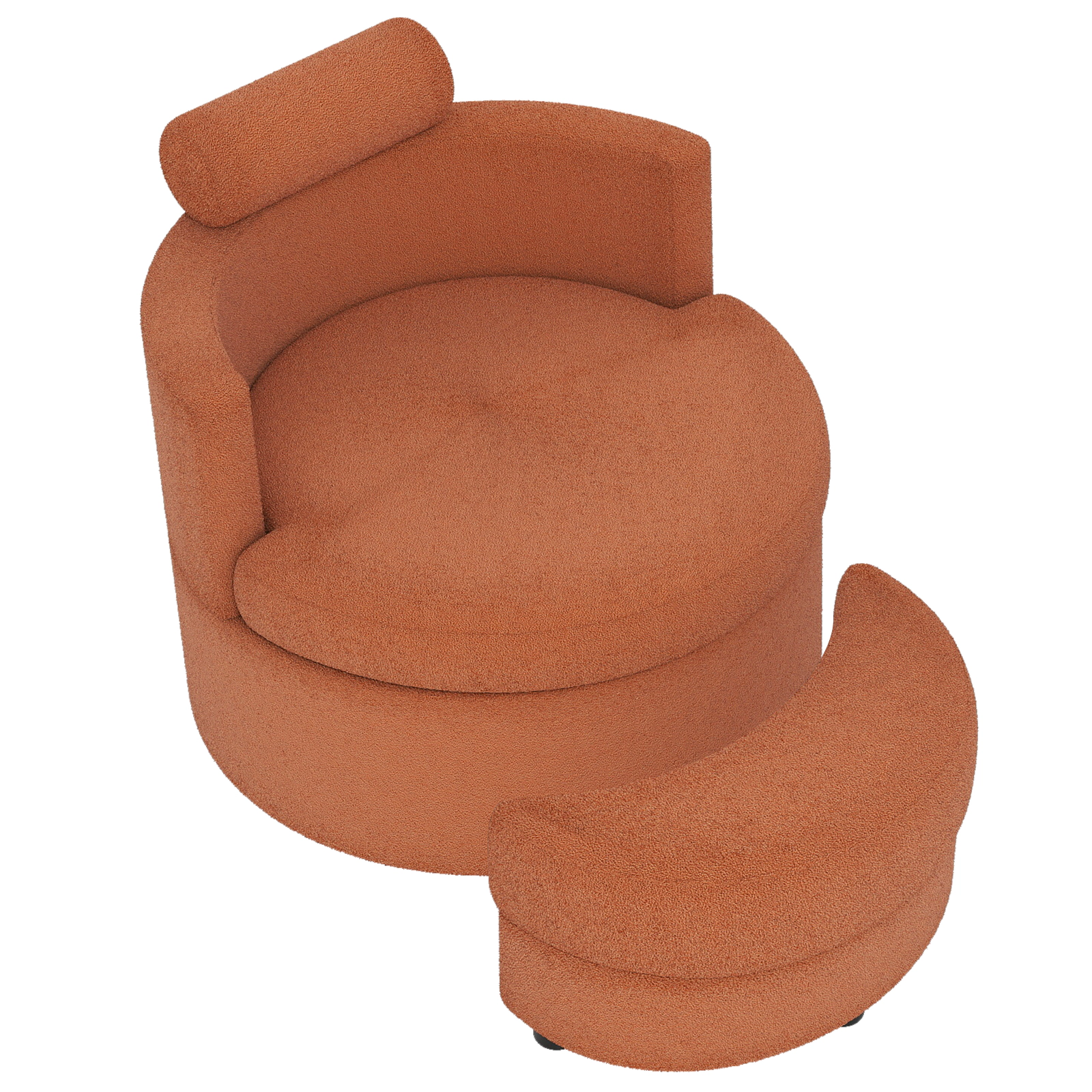 LJG 360° Swivel Accent Chair with Half Moon Storage Ottoman