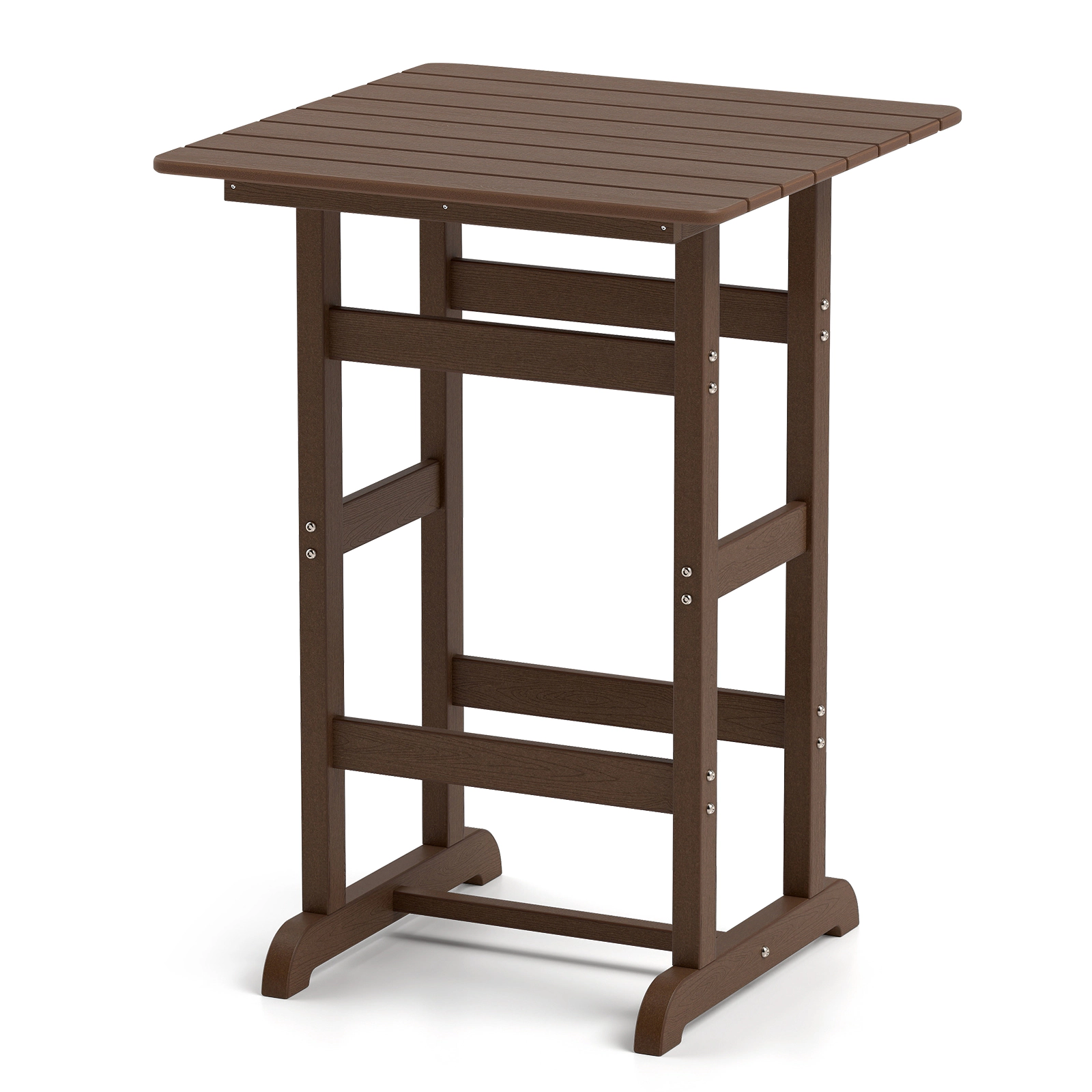 LJG 30 Inch Square Bar Table Dining with Slatted Tabletop for Poolside