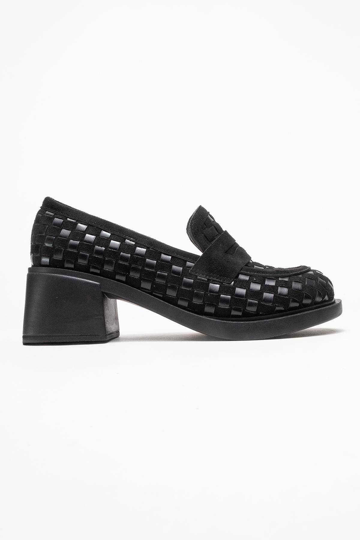Prologue Shoes Womens Marlon Woven Block Heel Loafer