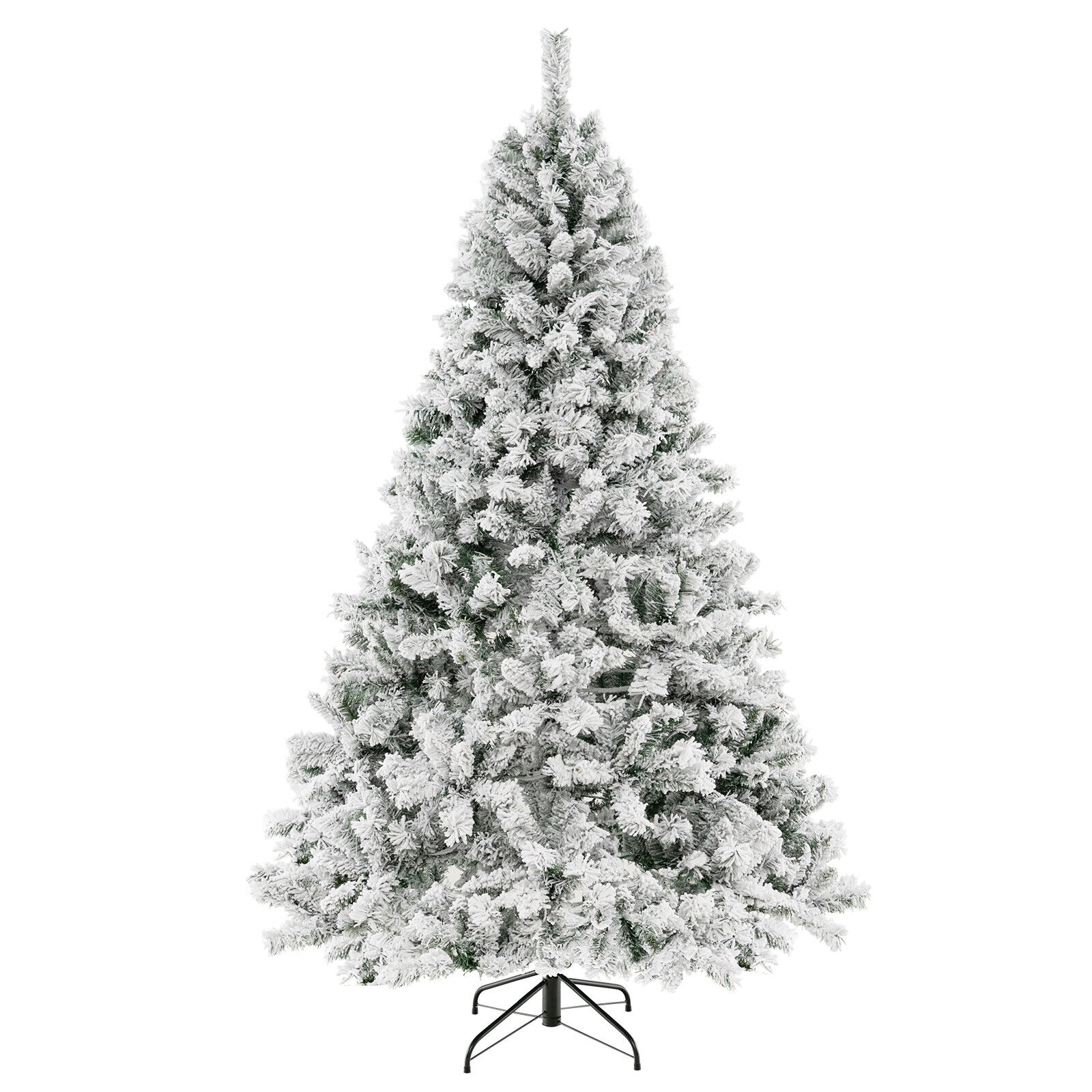 SlickBlue Pre-Lit Snow Flocked Christmas Tree with Warm White LEDs