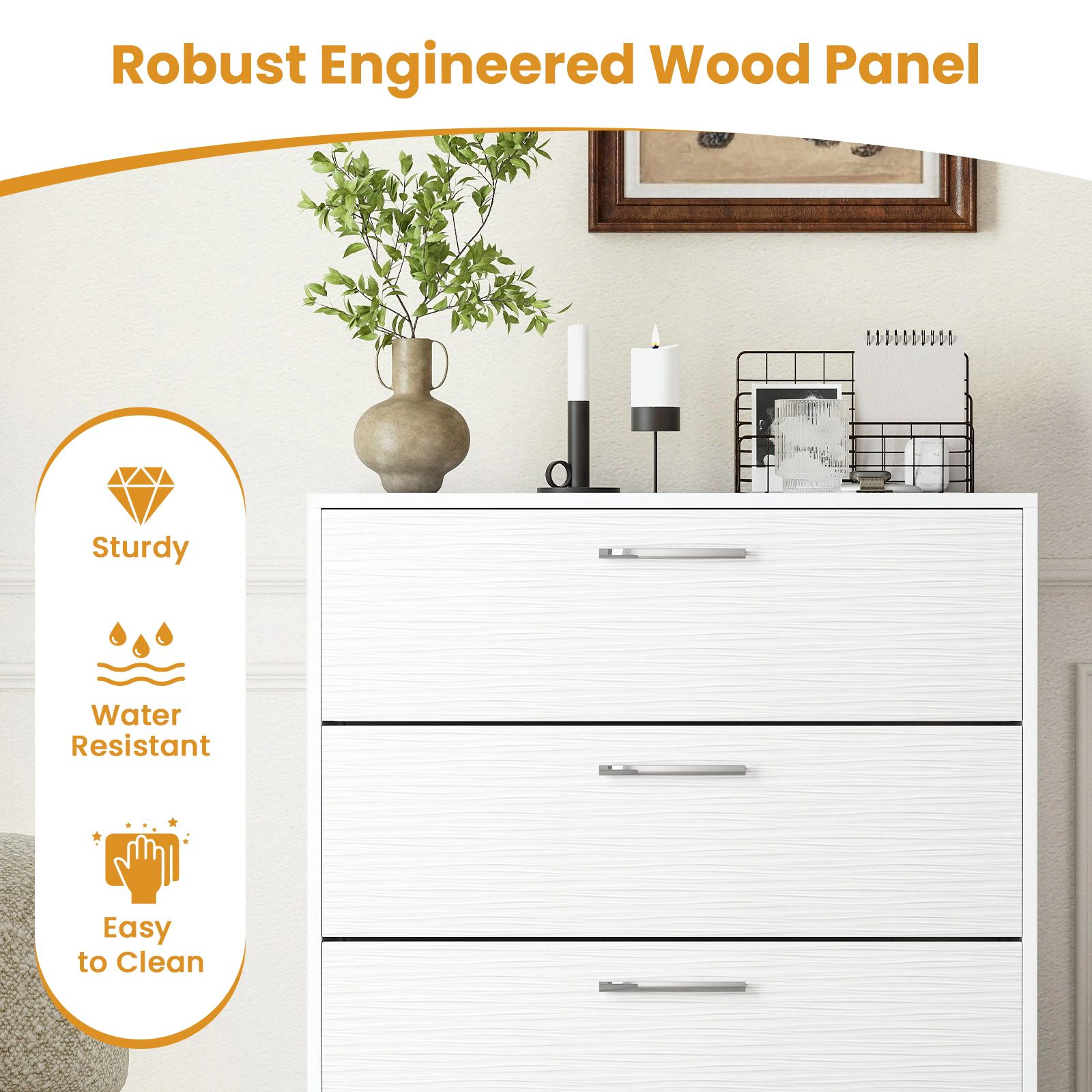 SlickBlue Tall 4-Drawer Storage Chest with Metal Legs and Modern Finish