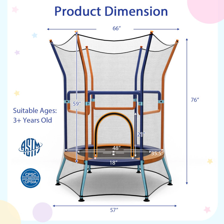 Hivvago Mini Trampoline for Kids with Safety Enclosure Net and Foam Handles