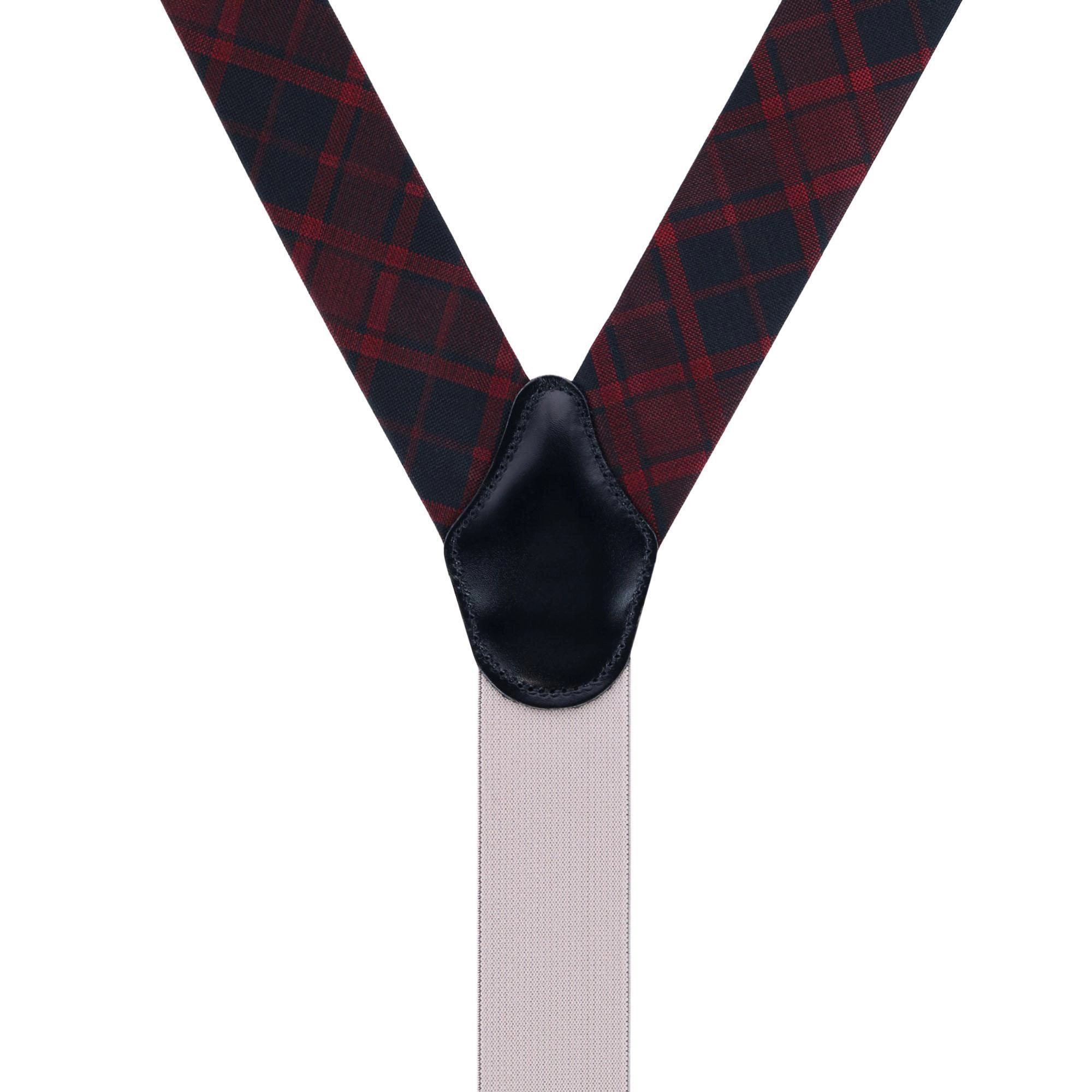 Trafalgar Men's Kincade Red Blackwatch Plaid Silk Button End Suspenders