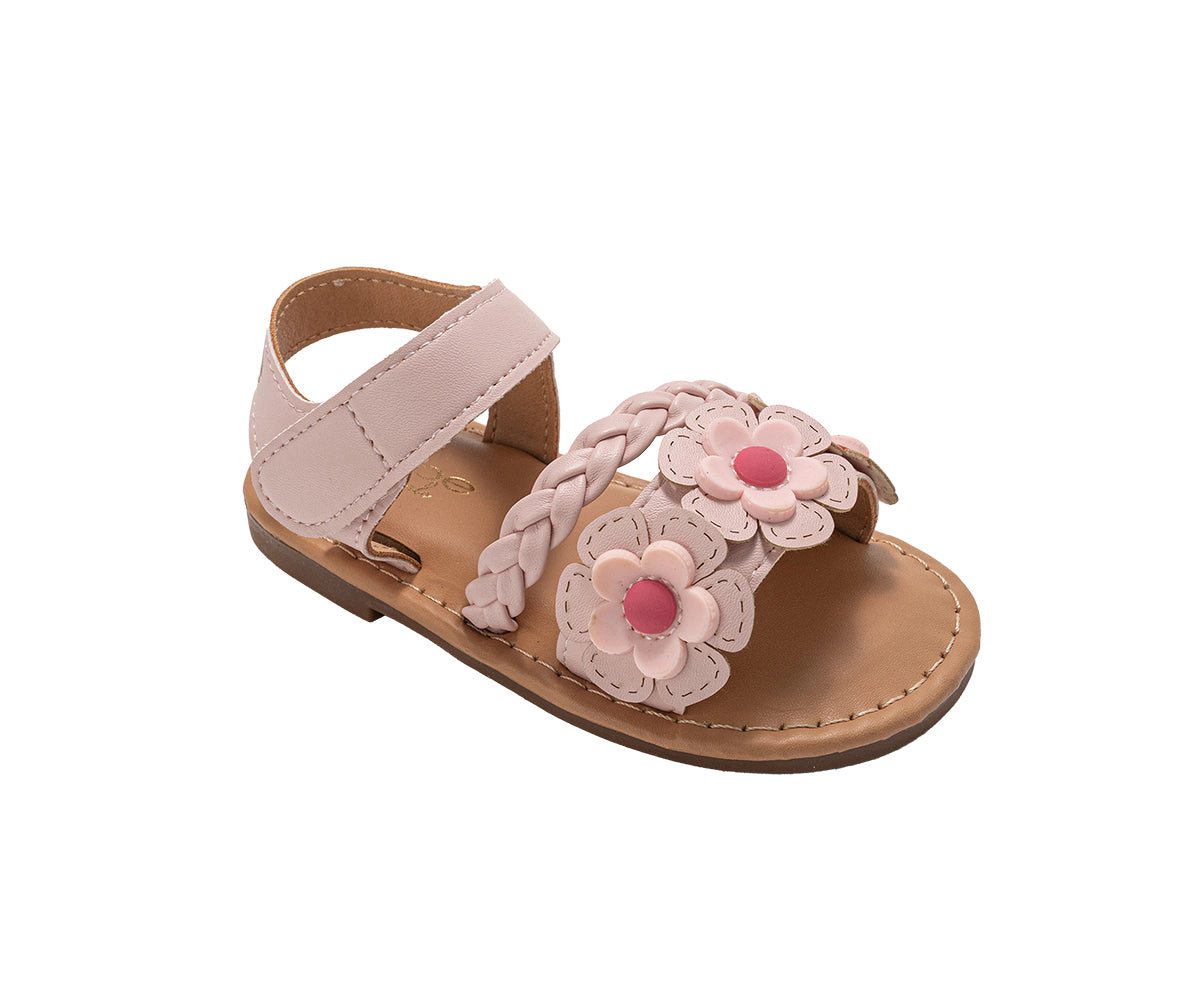 bebe Toddler Girl's Sandals - Fashion Flat Sandals, Cute Summer Shoes for Little Girls with Flower and Braided Strap