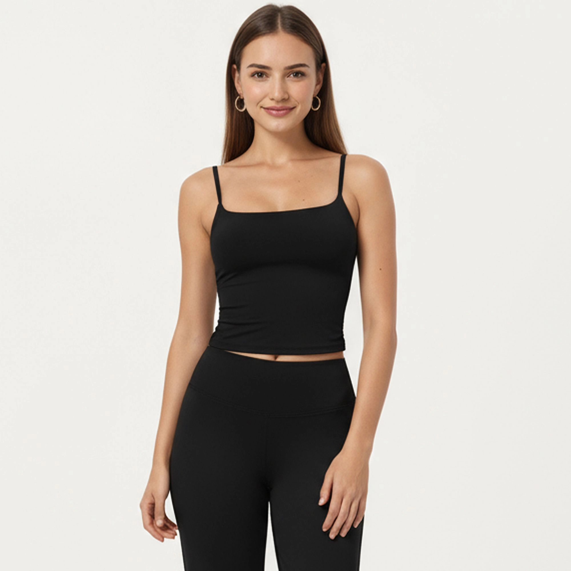 Anna-Kaci Women's Fitted Spaghetti Strap Square Neck Stretch Camisole Top