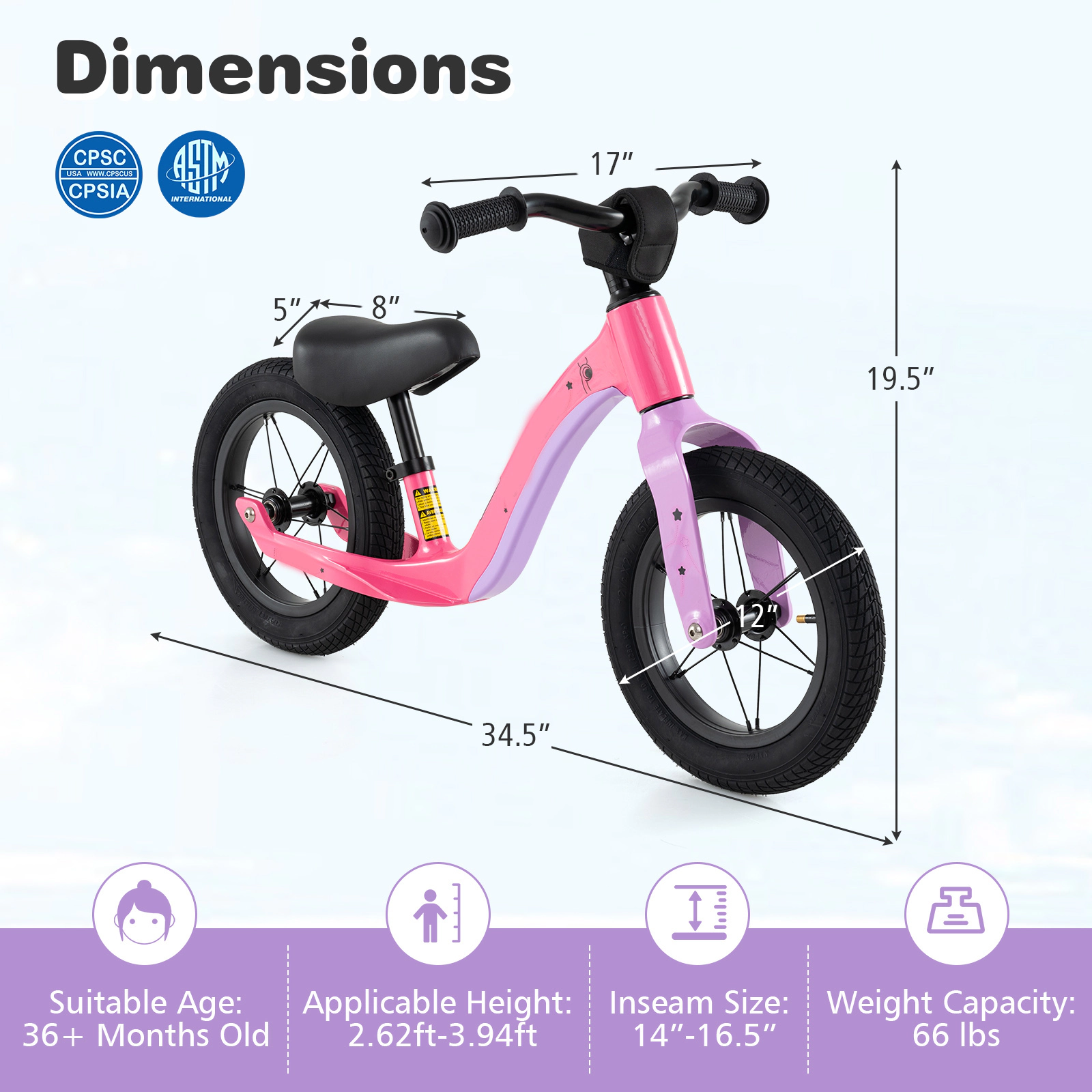 SUGIFT Adjustable Seat 360 Degree Rotatable Handlebar Kids 12 Inch Balance Bike