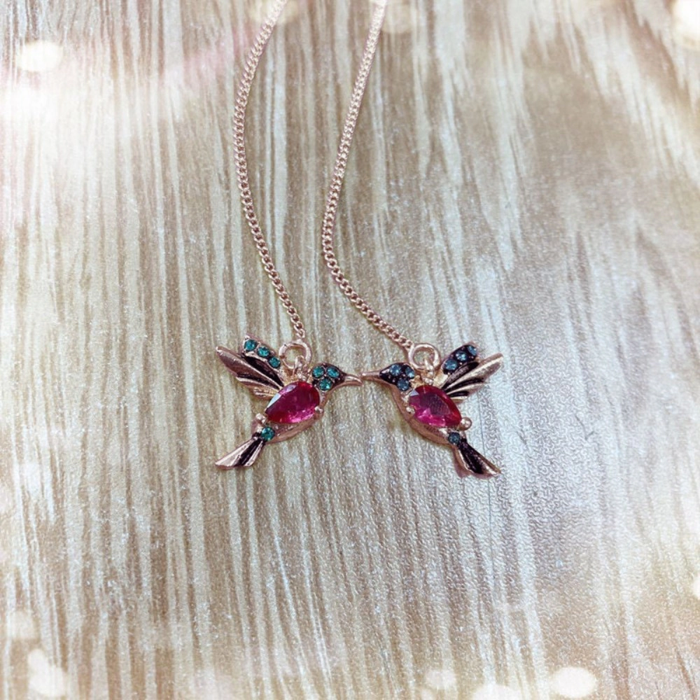 Wardrobe Whimsy Hummingbird Cubic Zirconia Threader Drop Earrings for Women
