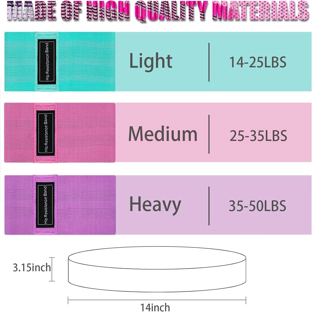 Radiant Essence Unisex Fabric Resistance Bands Set