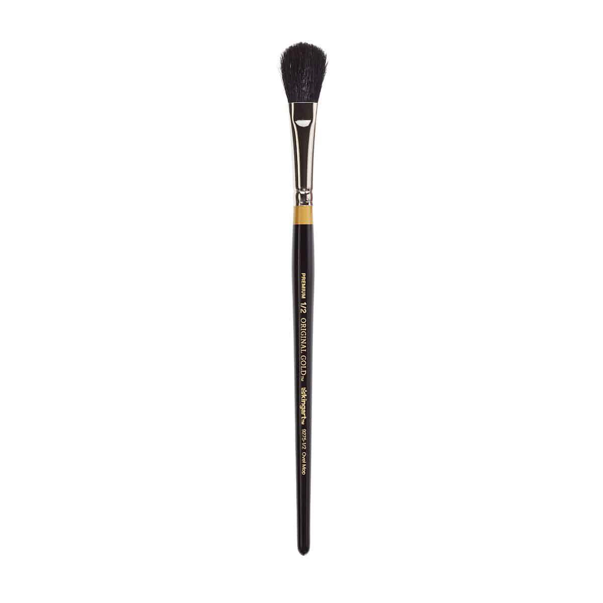 KINGART Original Gold 9275 Oval Mop Brush, Black Synthetic Hair, Short Handle