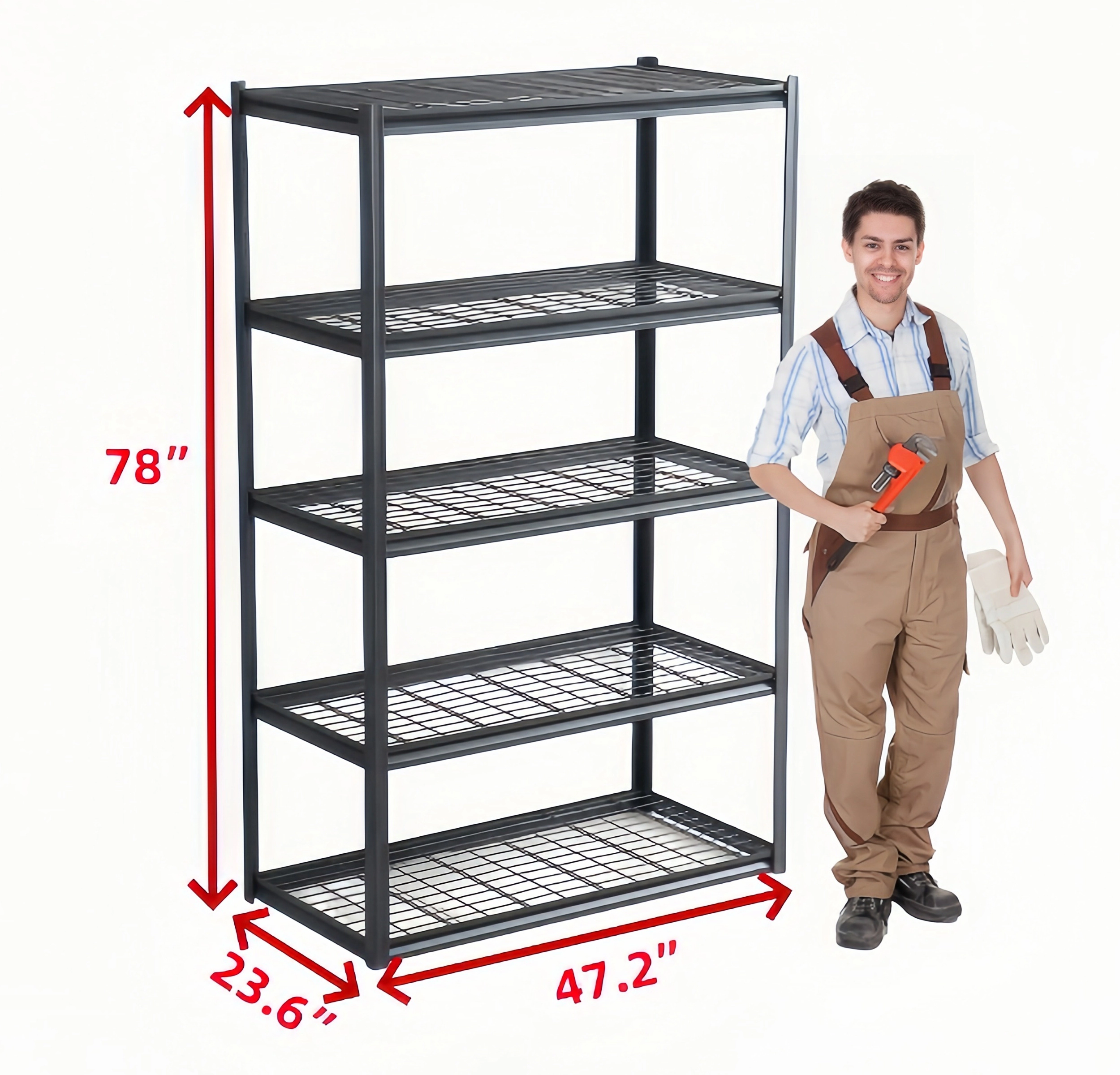 Flynama 5 Tier Heavy Duty Steel Shelving 78 in Adjustable Storage Rack for Garage Basement and Kitchen Easy Assembly