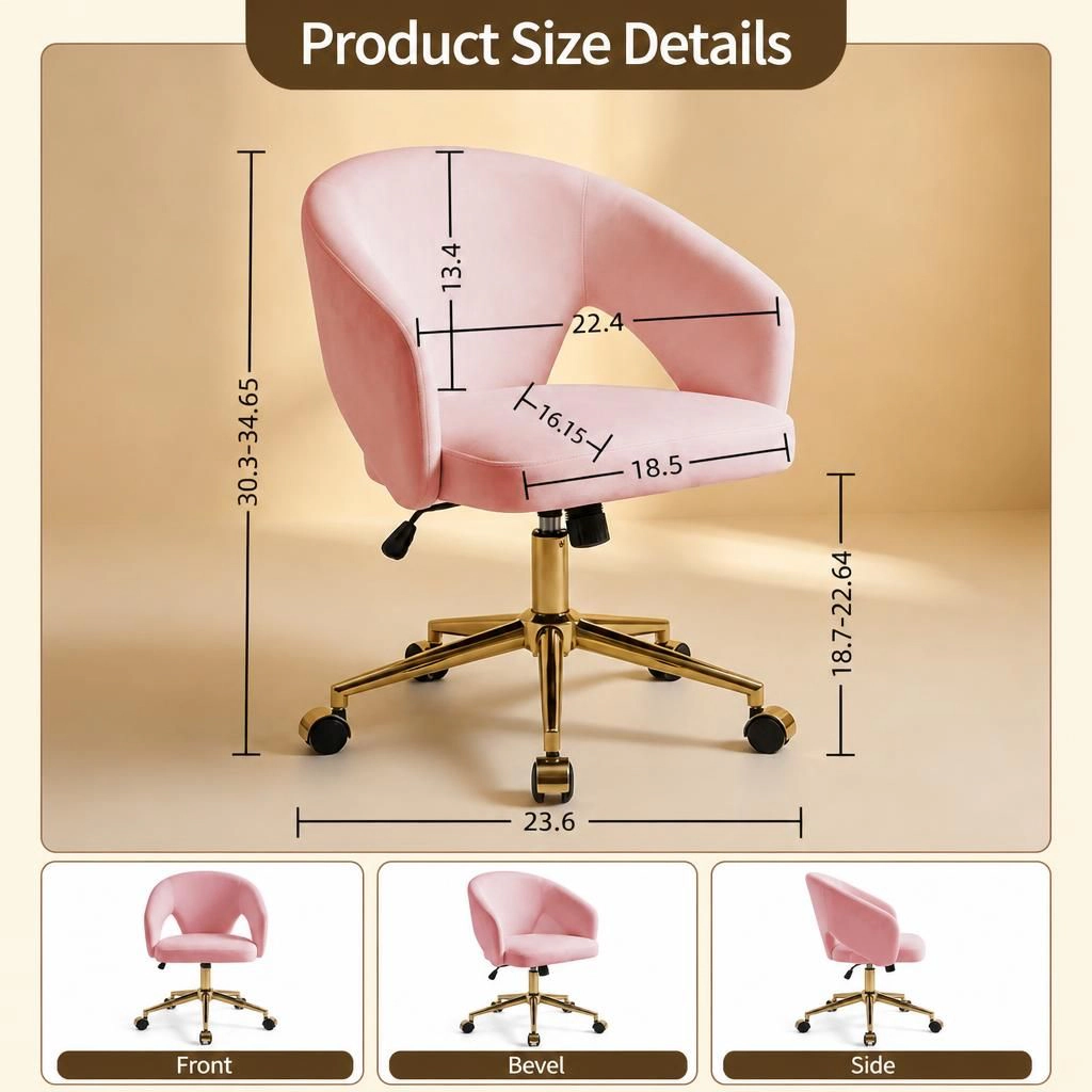 GOODSILO Upholstered Velvet Compact Office Task Chair
