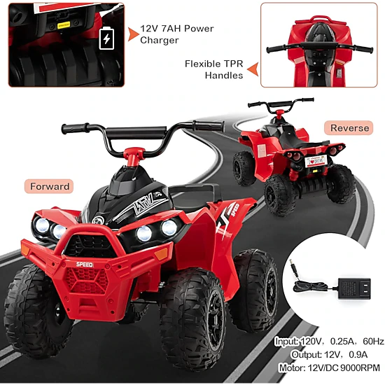 Costway 12V Ride On ATV Battery Powered Electric Vehicle for Kids