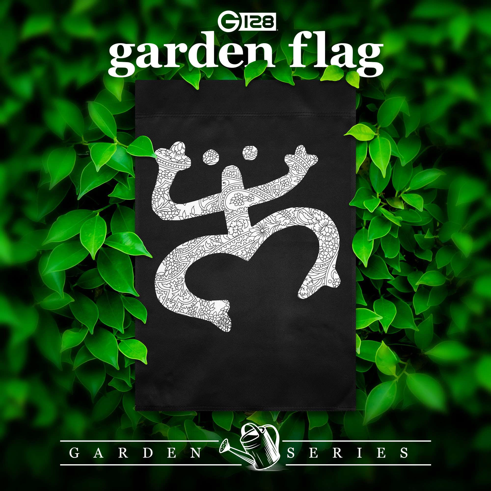 G128 Floral Coqui Frog Black 12x18 Garden Flag, Double-Sided Polyester