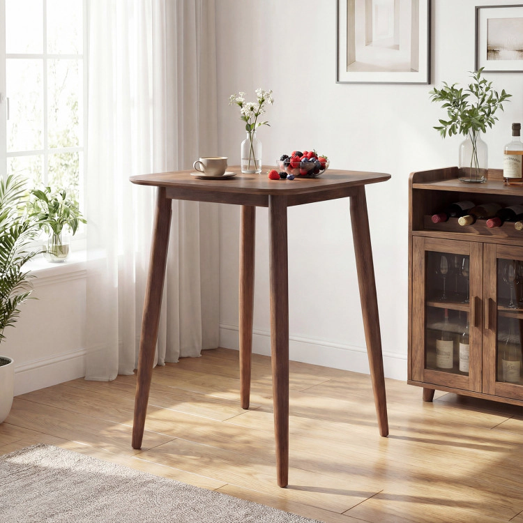 Hivvago 36 Inch Counter Height Bar Table Wooden High Top Pub Table With Solid Rubber Wood Legs