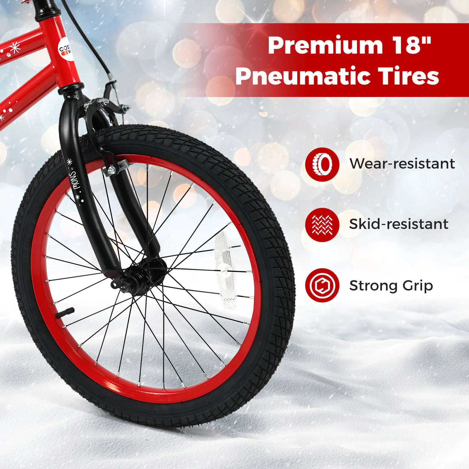 LJG Kids Bike Adjustable with Christmas Music & Flag