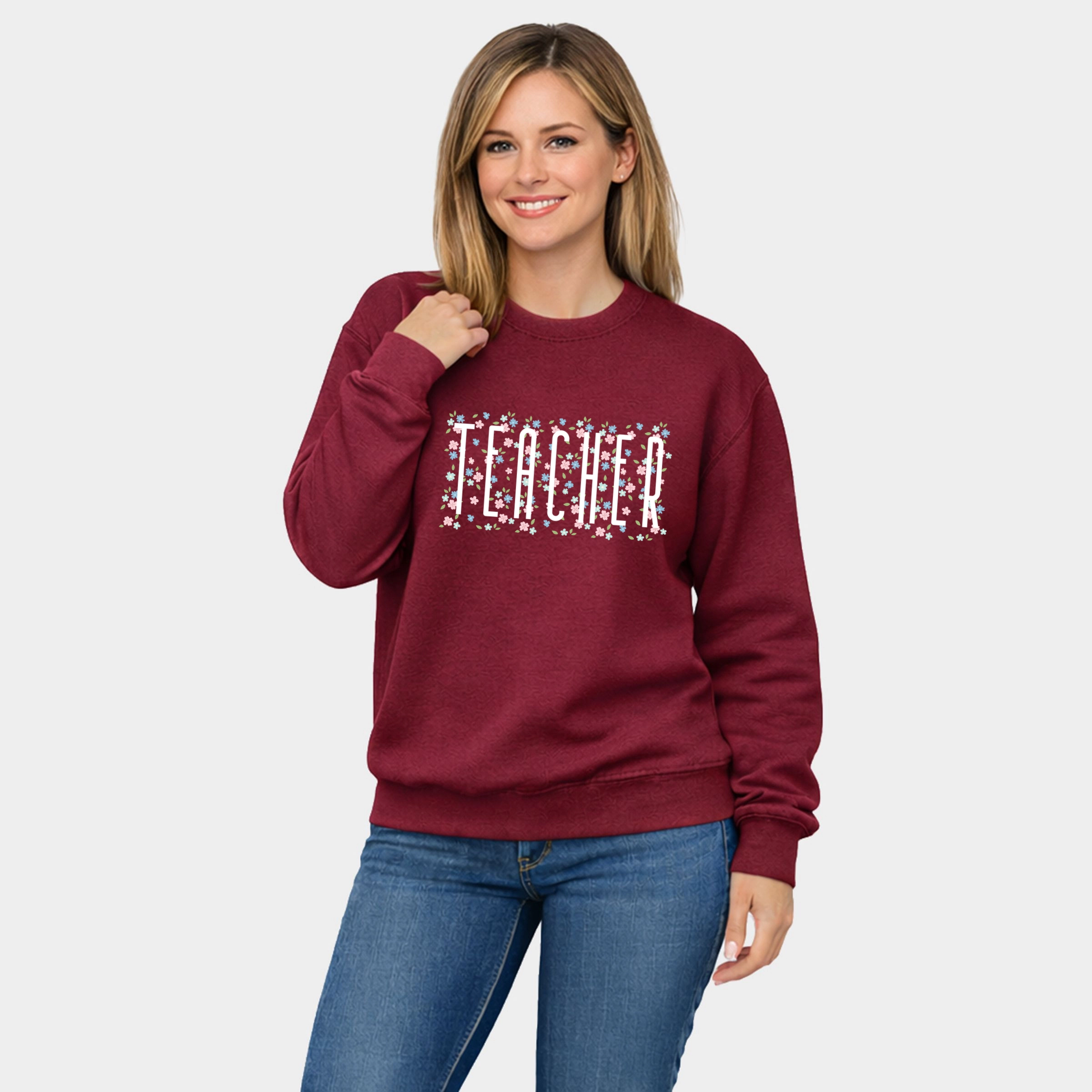 Simply Sage Market - Teacher Tall Floral  Women's Graphic Sweatshirt