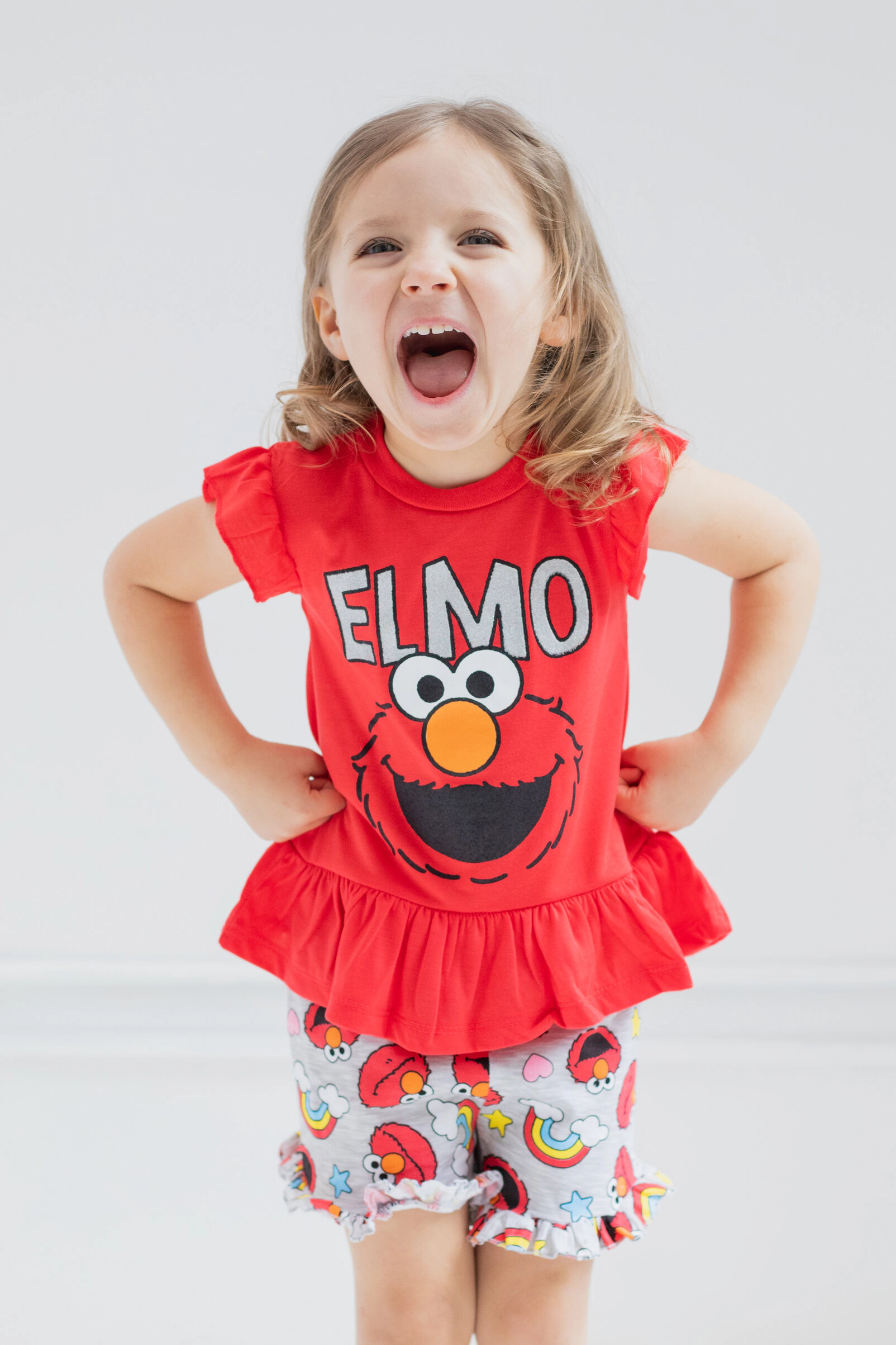 Sesame Street Girls' 2-Piece T-Shirt and French Terry Shorts Set
