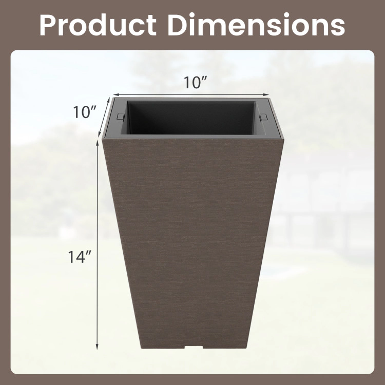 Hivvago Set of 2 Square Taper Planter with Removable Inner Bucket and Optional Drainage Hole