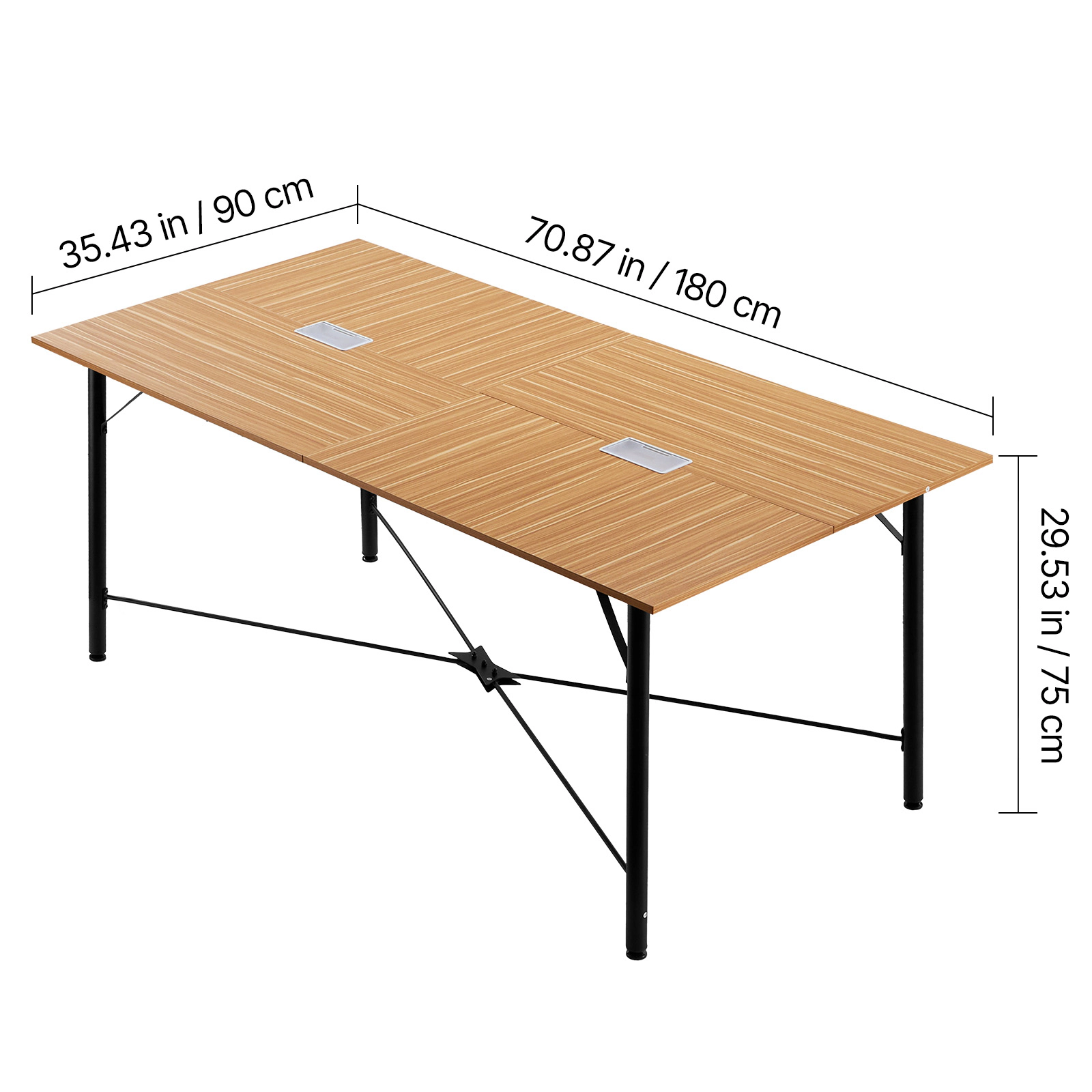 HONGGE Modern Office Meeting Desk with Metal Legs for Conference Room Easy Assembly Brown