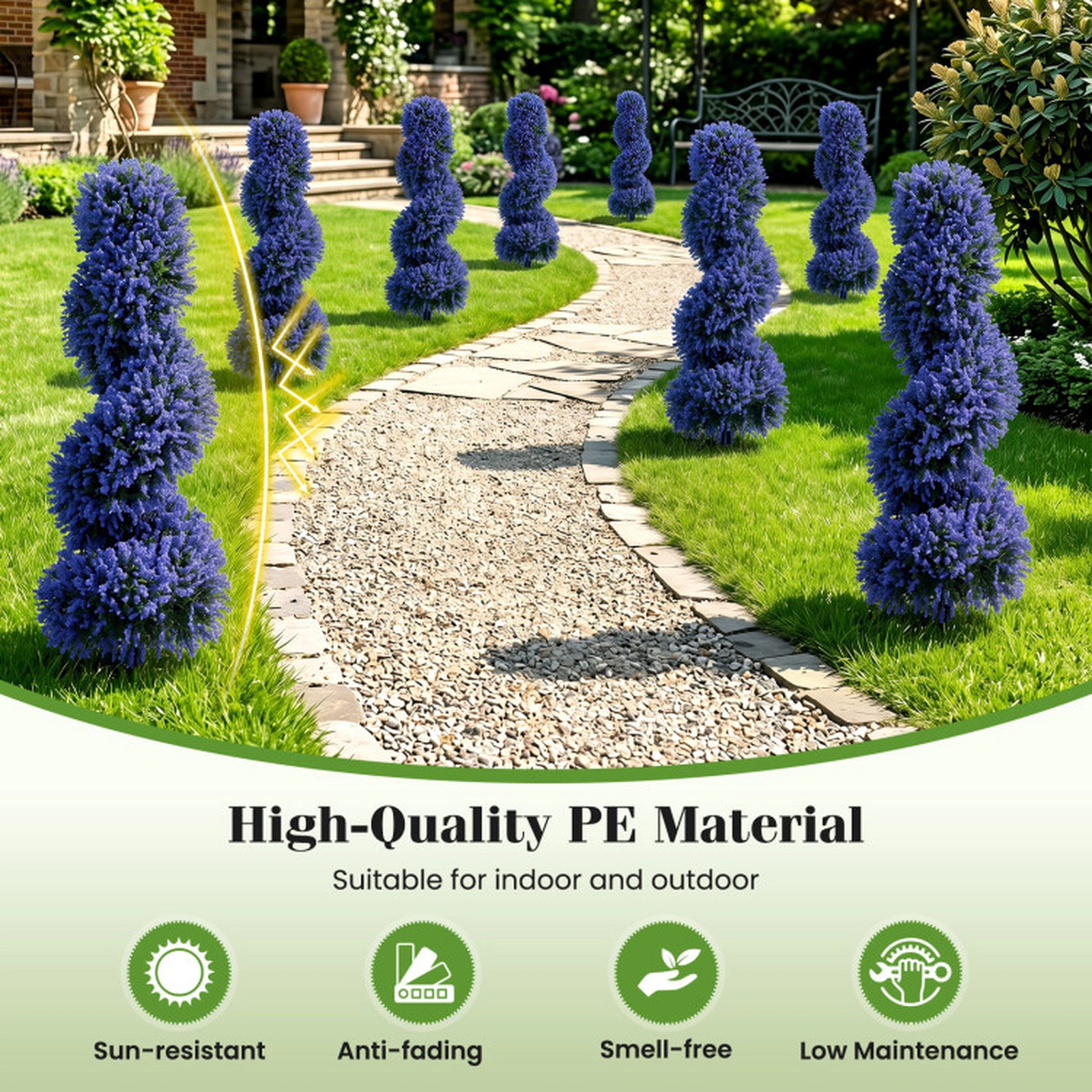 SUGIFT Set of 2 36-in Purple Artificial Spiral Topiary Trees with 600 Branch Tips and 6-in Ground Spikes