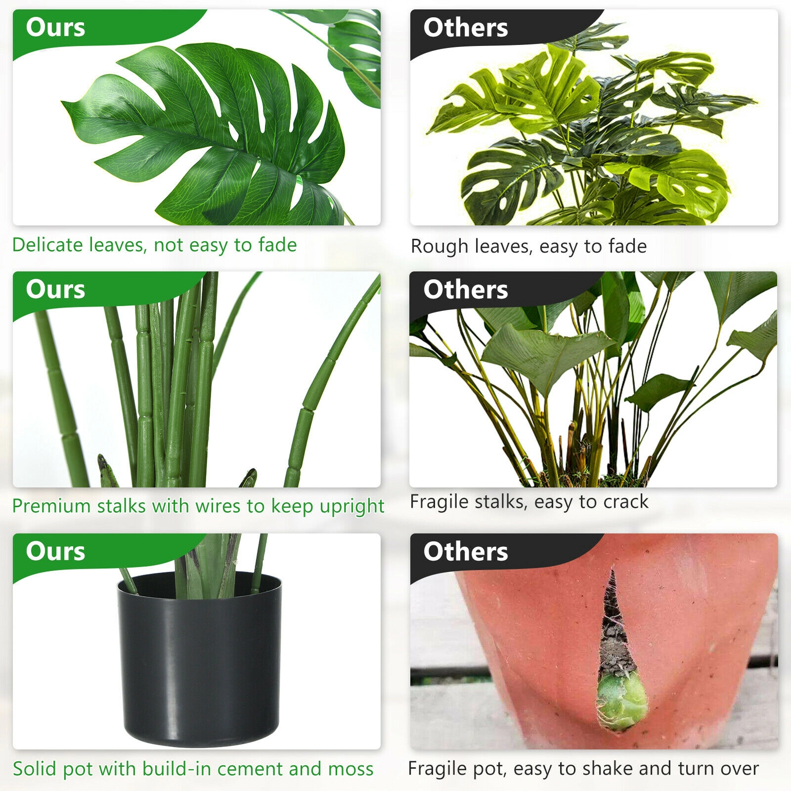 Slickblue 4-Ft Artificial Monstera Trees with Pots for Indoor Decor