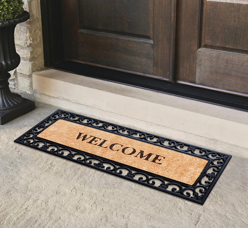 A1HC Coir and Rubber Door Mat 48x18 Inches Heavy Duty Durable Low-Profile Myla Welcome