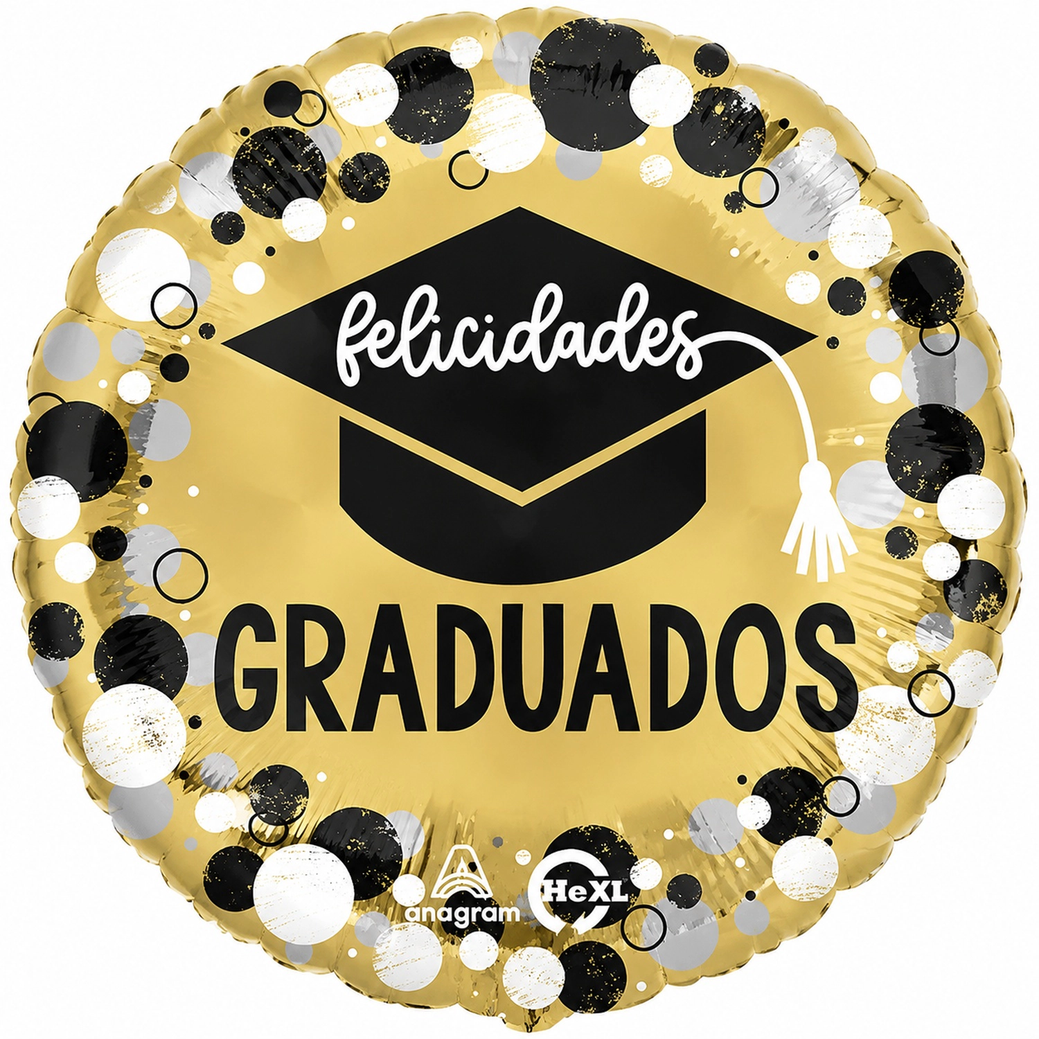 LoonBalloon Dad Graduados Felicidades Circles and Dots Foil Balloon 5-Pack