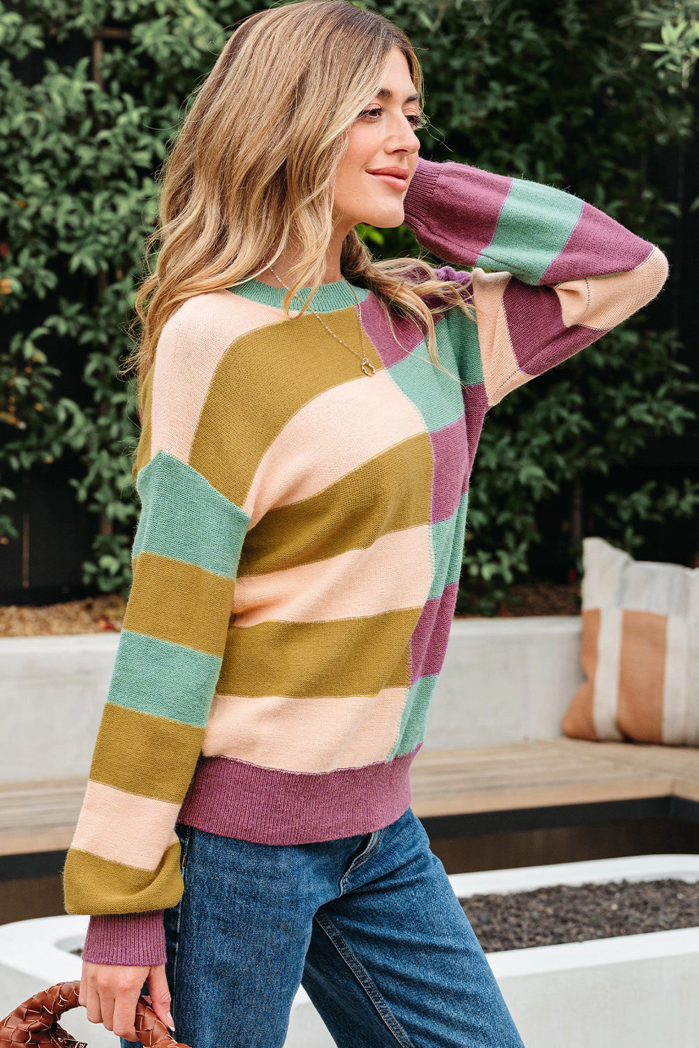 Threaded Pear Women's Isabelle Ribbed Edge Casual Sweater
