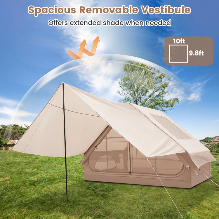 SUGIFT Beige 4 to 6 Person Inflatable Camping Tent with Removable Vestibule Skylight and Carrying Bag