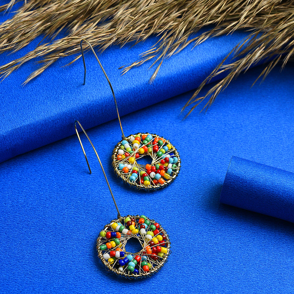 SOHI Women's Multicolour Bead-Cluster Drop Earrings