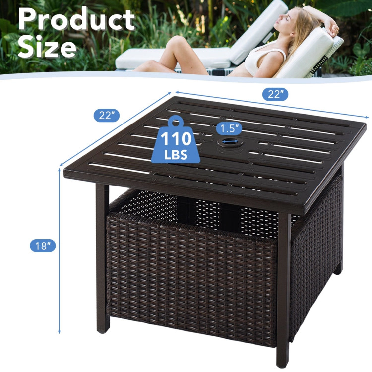 Hivvago Outdoor Patio Rattan Wicker Steel Side Deck Table