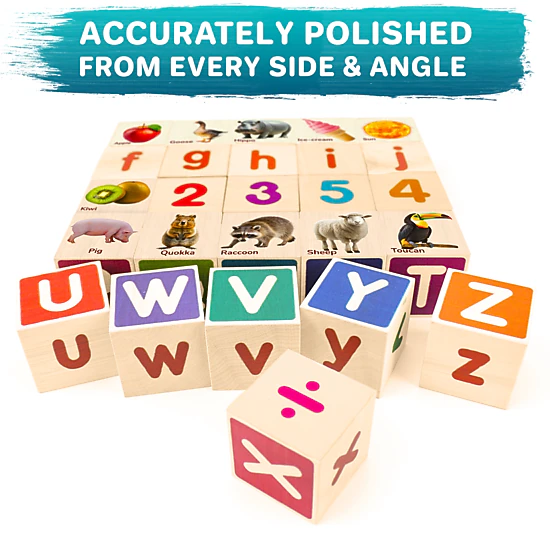 QUOKKA Wooden Alphabet Blocks & Peg Puzzle Set, ABC Learning Toys for Toddlers, Ages 1+
