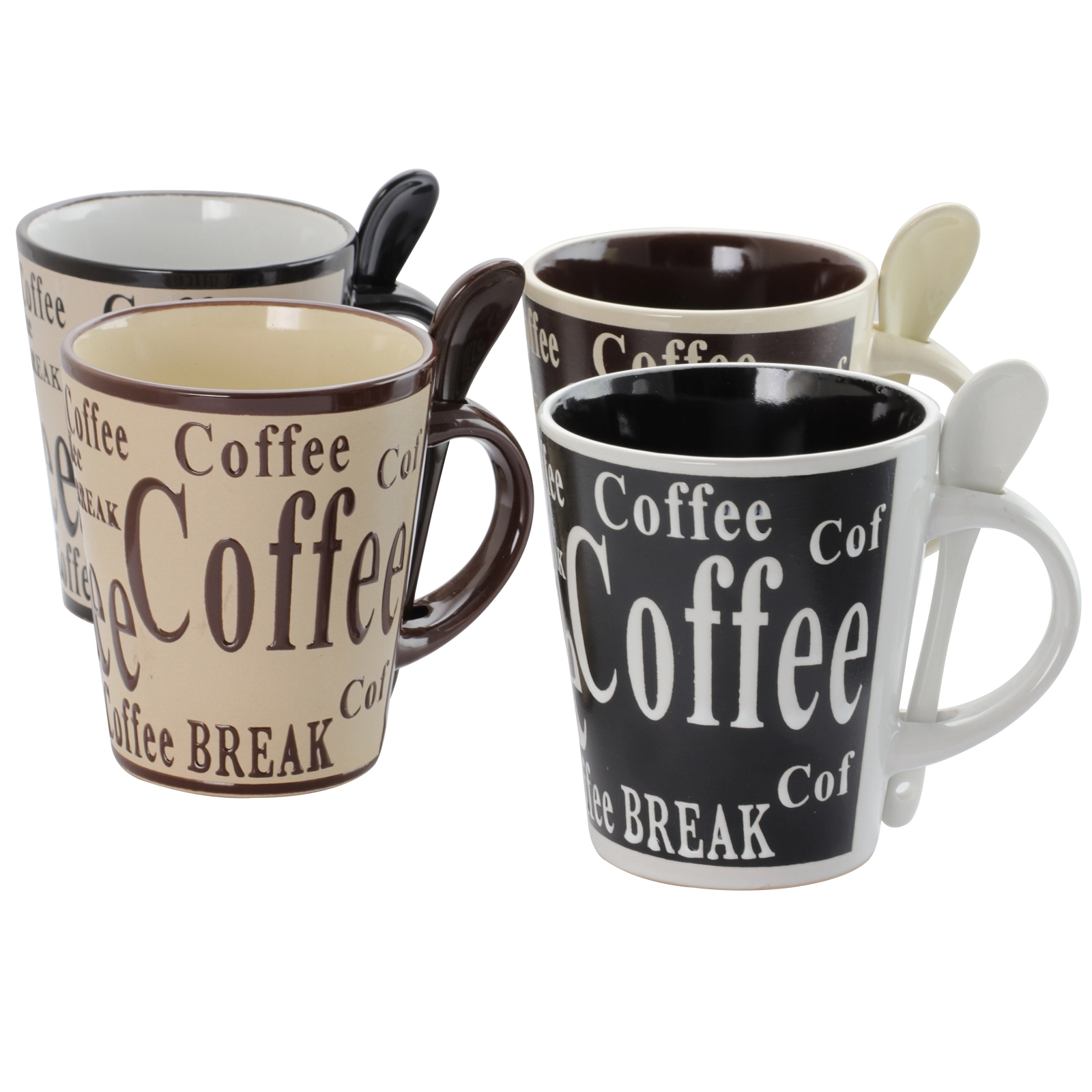 Gibson Bareggio 8 Piece 13 Ounce Coffee Mug with Spoon Set, Service for 4