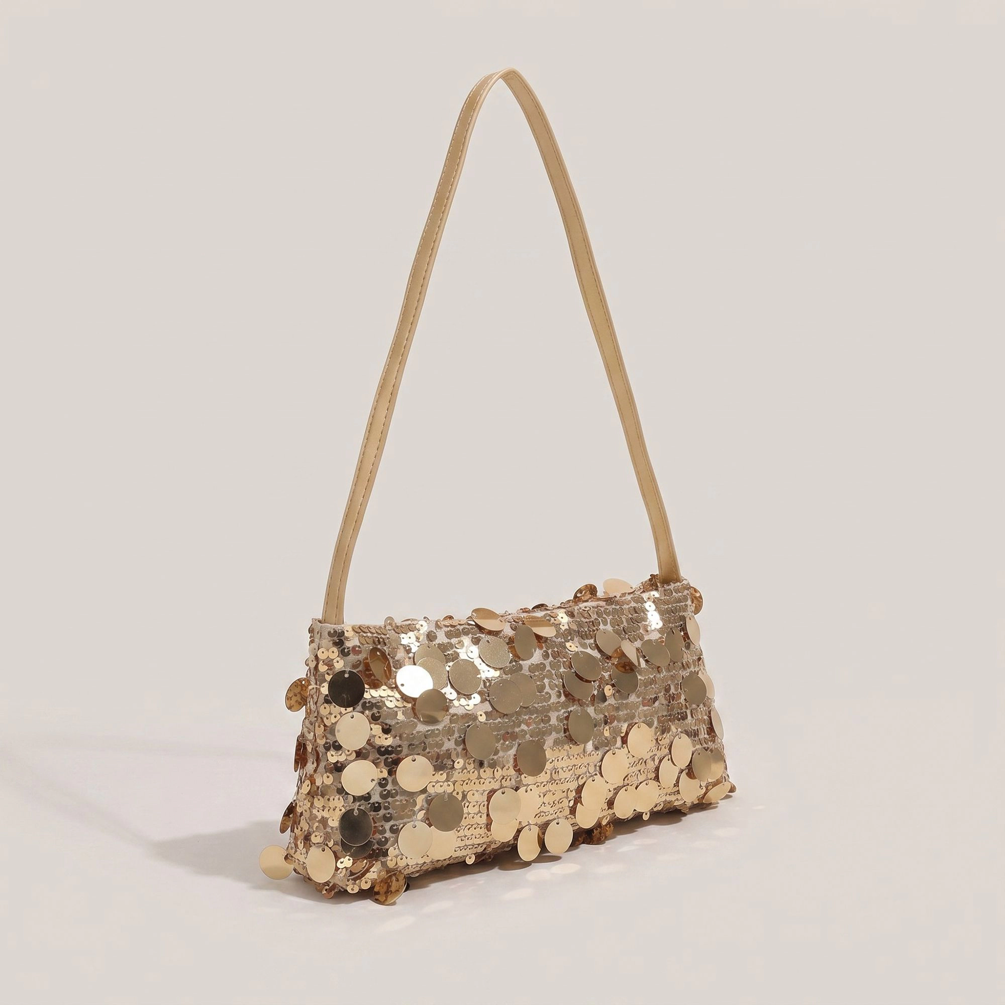 Alilang Women's Sequin Baguette Shoulder Bag with Oversized Paillette Details Slim Strap