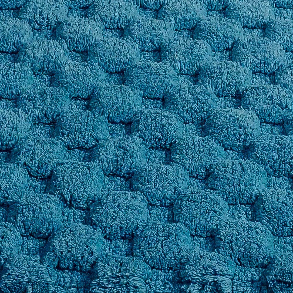 Knightsbridge Luxurious Block Pattern High Quality Year Round Cotton With Non Skid Back Bath Rug